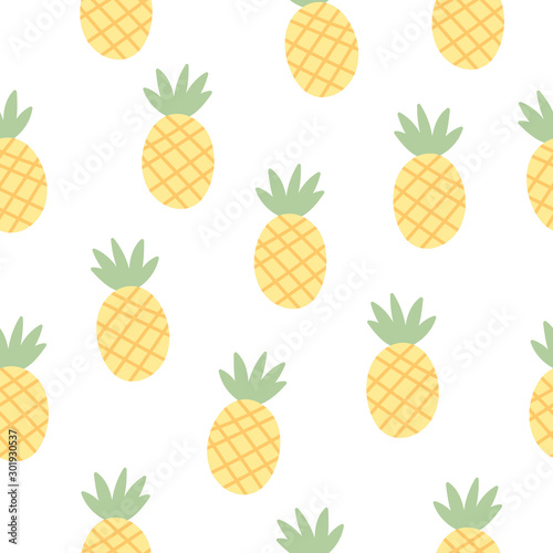 Pineapple seamless background repeating pattern, wallpaper background, cute seamless pattern background