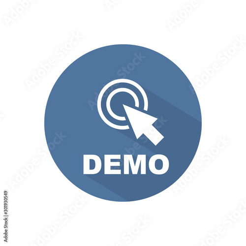 Demo with cursor sign icon. Demonstration symbol. Circle flat button. Modern UI website navigation. Vector photo