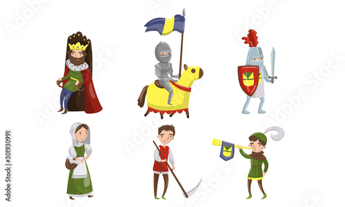 Medieval People Characters Vector Illustrations. Middle Age Historic Period Collection