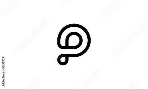 Black Letter P Outline initial logo design template