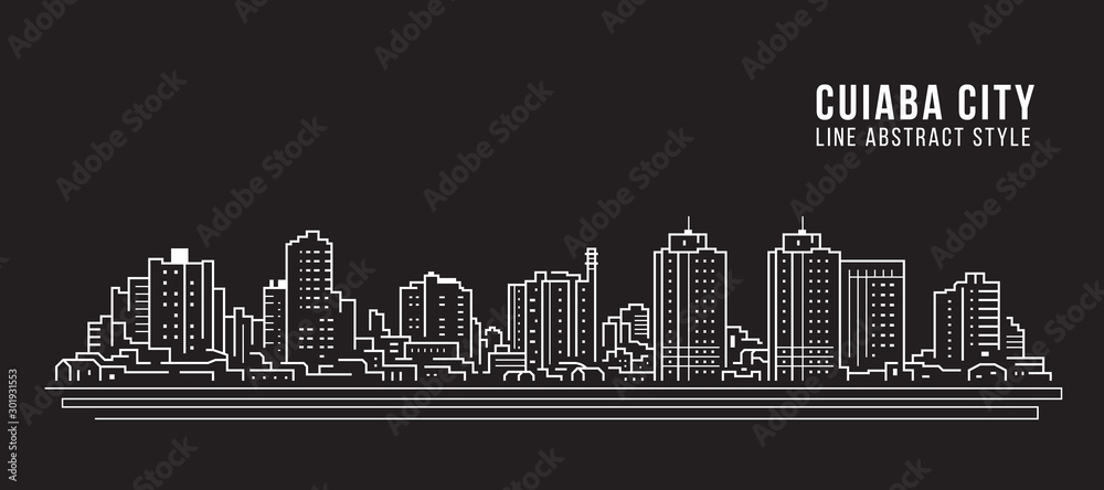 Fototapeta Cityscape Building panorama Line art Vector Illustration design - Cuiaba city