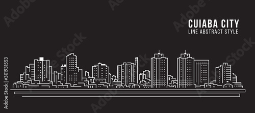 Cityscape Building panorama Line art Vector Illustration design - Cuiaba city photo