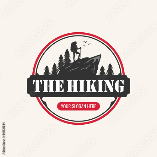hiking logo design inspiration, vector eps 10