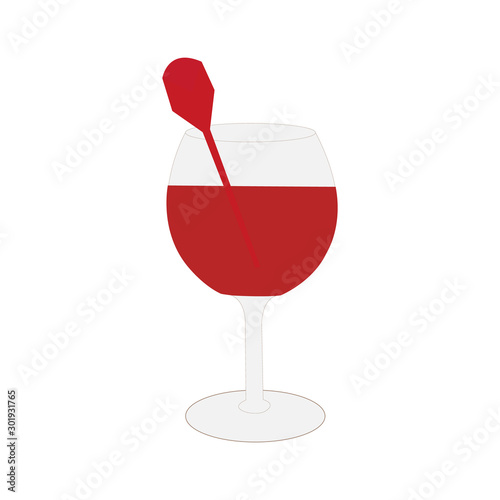 A Glass of Red Wine On White