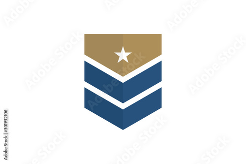 Security Logo Shield Military Rank With Star