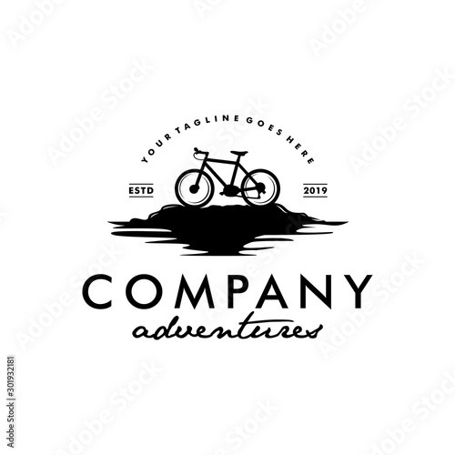 Bike adventure logo design illustration