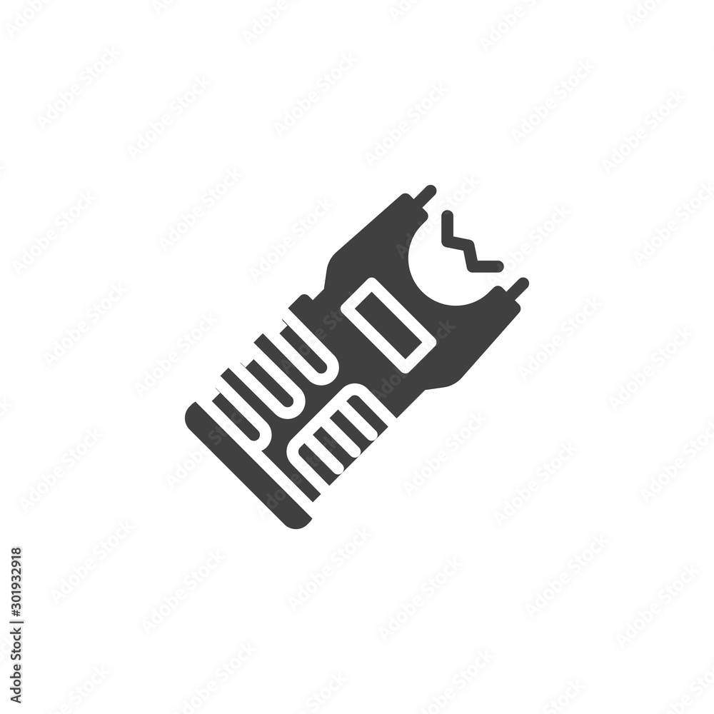 Stun gun vector icon. filled flat sign for mobile concept and web design. Police taser glyph icon. Symbol, logo illustration. Vector graphics