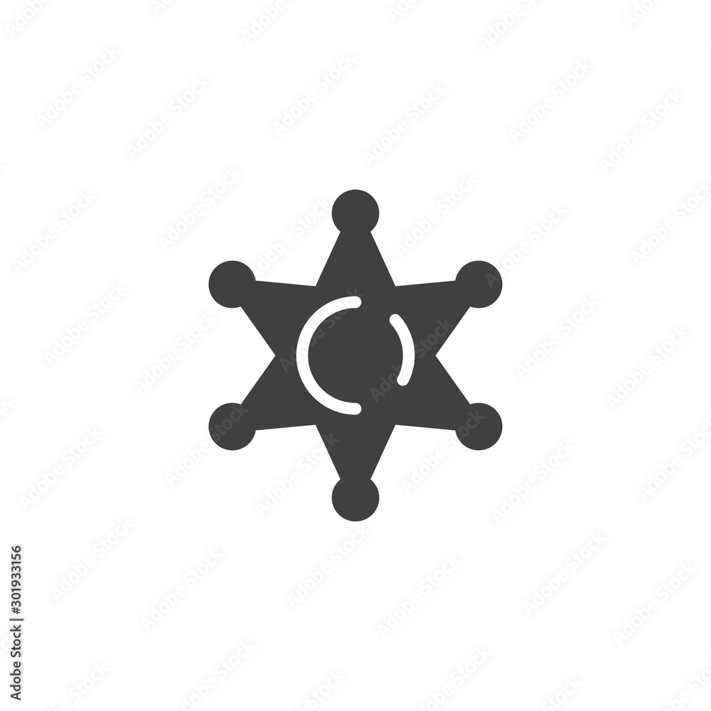 Sheriff star vector icon. filled flat sign for mobile concept and web design. Police badge star glyph icon. Symbol, logo illustration. Vector graphics Sheriff star vector icon. filled flat sign for mobile concept and web design. Police badge star glyph icon. Symbol, logo illustration. Vector graphics