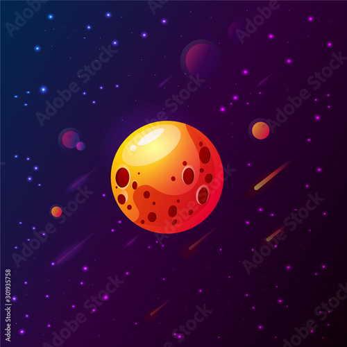 planet in space. an uninhabited planet in the galaxy