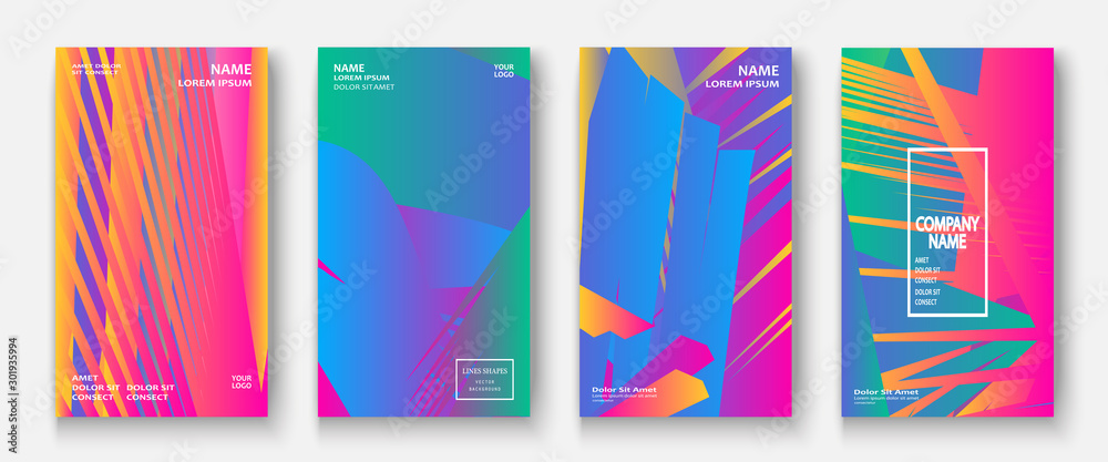 Modern business geometric template covers for design. Phone social media network concept. Promotion poster background. Creative stories set. Abstract vector illustration. Trendy gradient neon colors Modern business geometric template covers for design. Phone social media network concept. Promotion poster background. Creative stories set. Abstract vector illustration. Trendy gradient neon colors