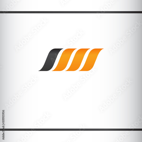 abstract orange logo. Stylized S letter or S M letter. Waves. Logo design template