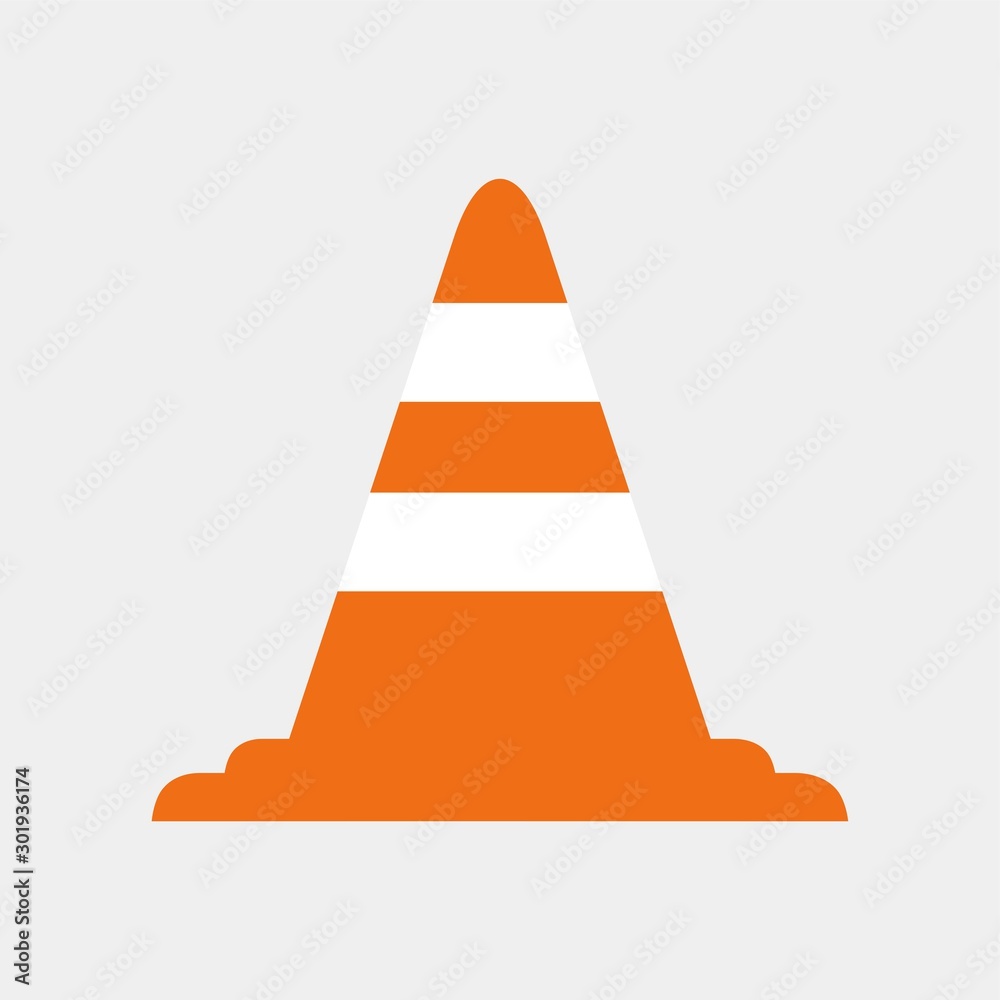 Simple  traffic cone, flat vector illustration.