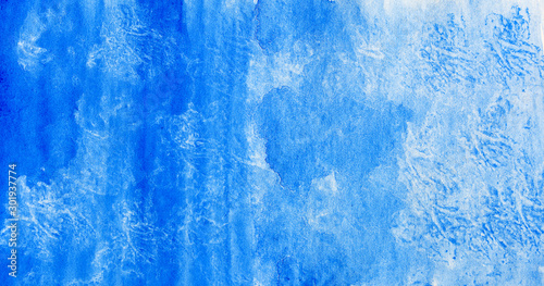 Abstract strokes of blue watercolor paint for the background