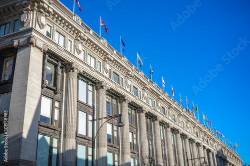 Exterior of Selfridges department stores on Oxford street in London photo