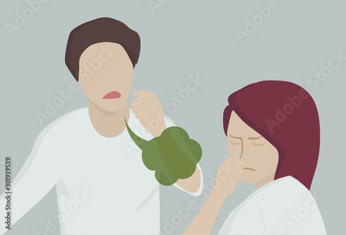 That man didn't know that he had bad breath,His girlfriend feels uncomfortable every time talks with him.