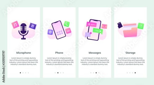Website and mobile app onboarding screens. Vector illustration. App Onboarding Screen. App permission Screens. 
