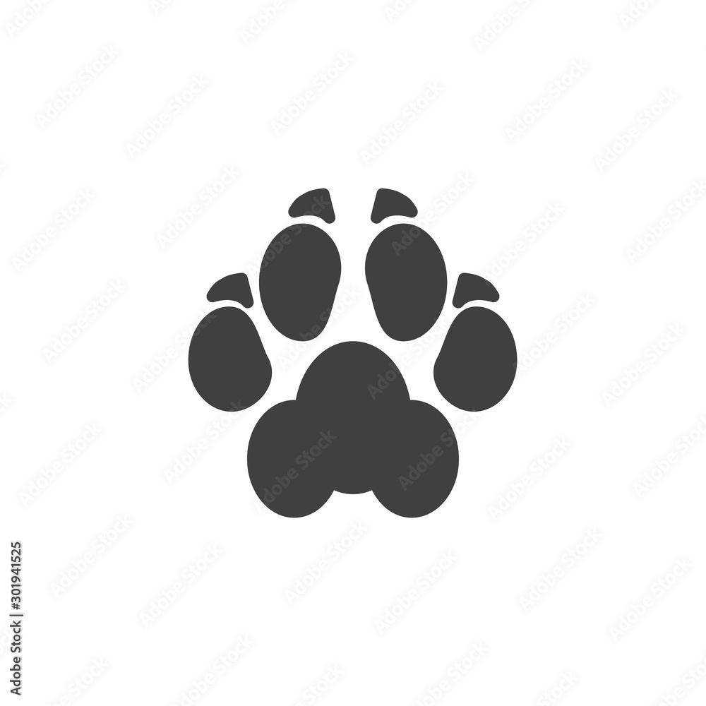 Dogs paw print vector icon. filled flat sign for mobile concept and web design. Dog animal footprint glyph icon. Symbol, logo illustration. Vector graphics Dogs paw print vector icon. filled flat sign for mobile concept and web design. Dog animal footprint glyph icon. Symbol, logo illustration. Vector graphics