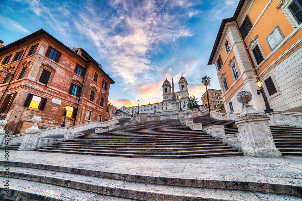 Spanish Steps near Piazza Di Spagna in Rome - obrazy, fototapety, plakaty 