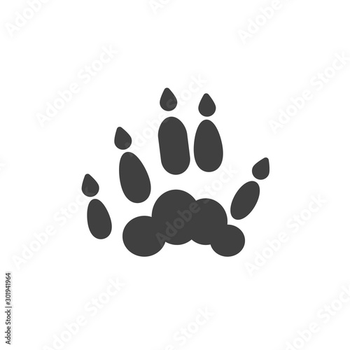 Ferret paw print vector icon. filled flat sign for mobile concept and web design. Polecat animal footprint glyph icon. Symbol, logo illustration. Vector graphics
