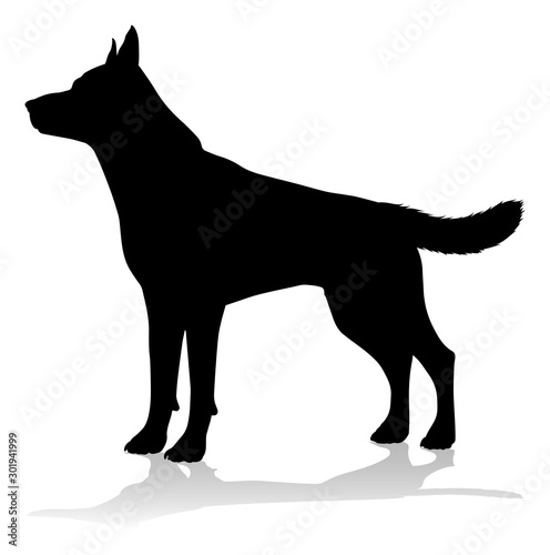 A detailed animal silhouette of a pet dog