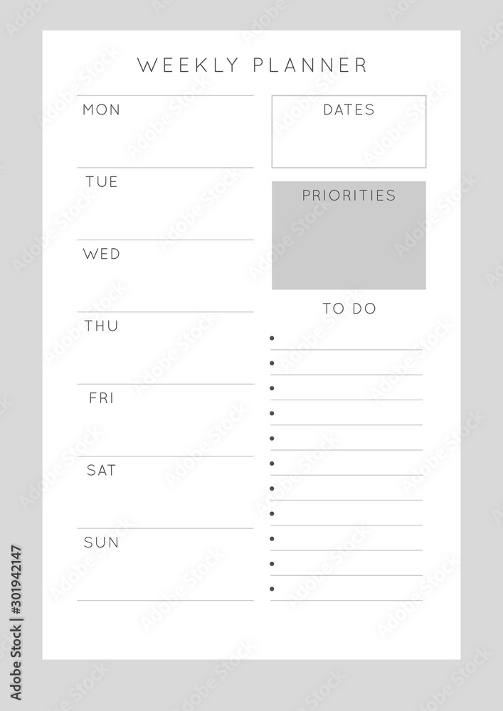 Planner sheet vector Planner sheet vector