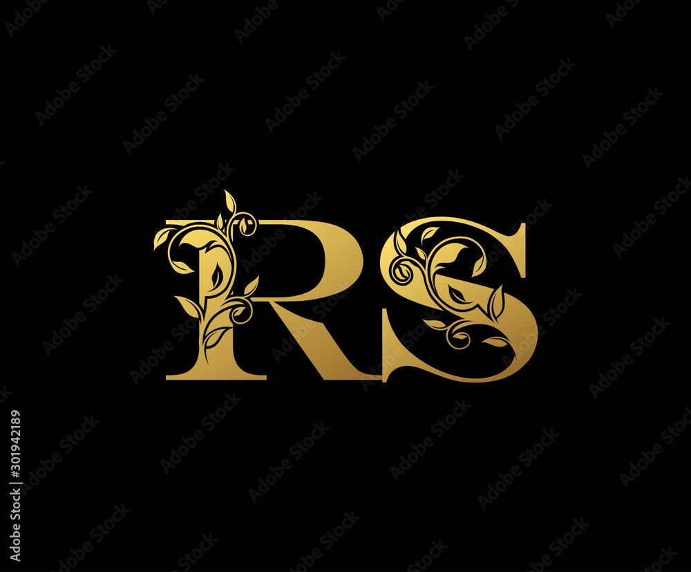Fototapeta Golden letter R and S and RS vintage decorative letter logo icon.