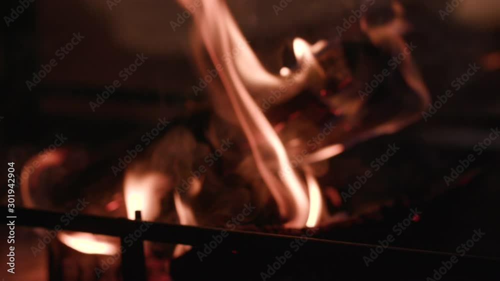 Close of a fireplace. Starts with a beautiful bokeh. Close of a fireplace. Starts with a beautiful bokeh.