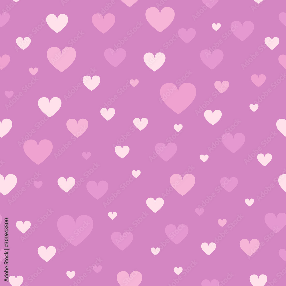 Simple pink and white subtle hearts seamless pattern for background, printing, fabric. Social media Like symbol vector background