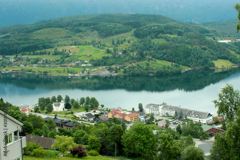 View of Ulvik village in Hordaland county, Norway.