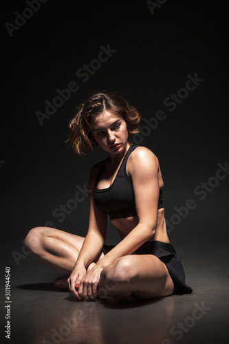 Yoga girl in photo studio