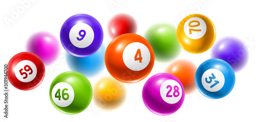 Bingo or lottery colored number balls.