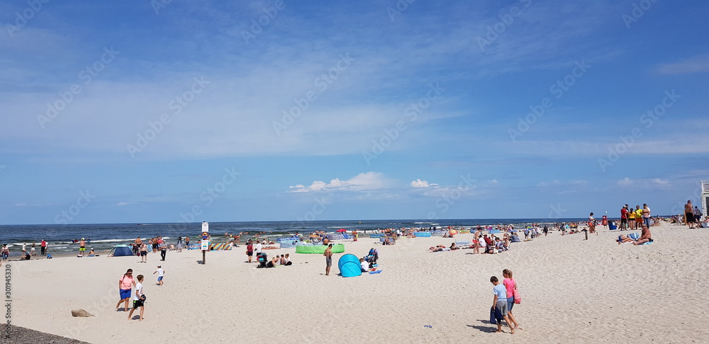view of the polish beach and sea