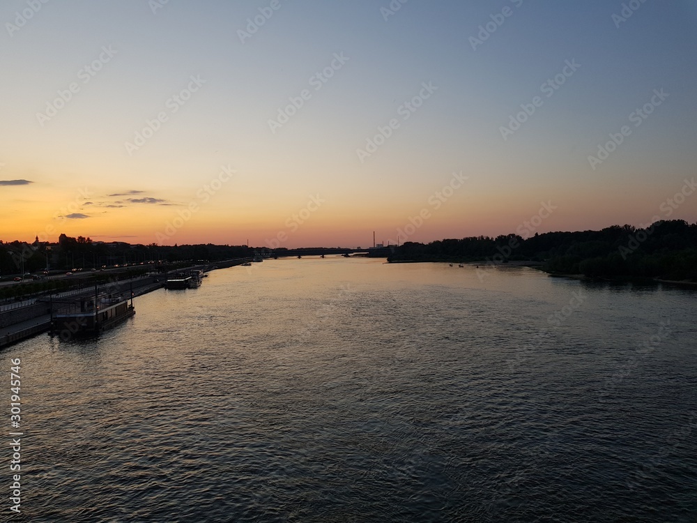 Beauty view on the sunset on the Vistula - Warsaw Poland