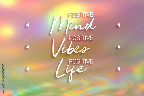 Positive mint, vibes and life poster. Inspirational quote banner.
