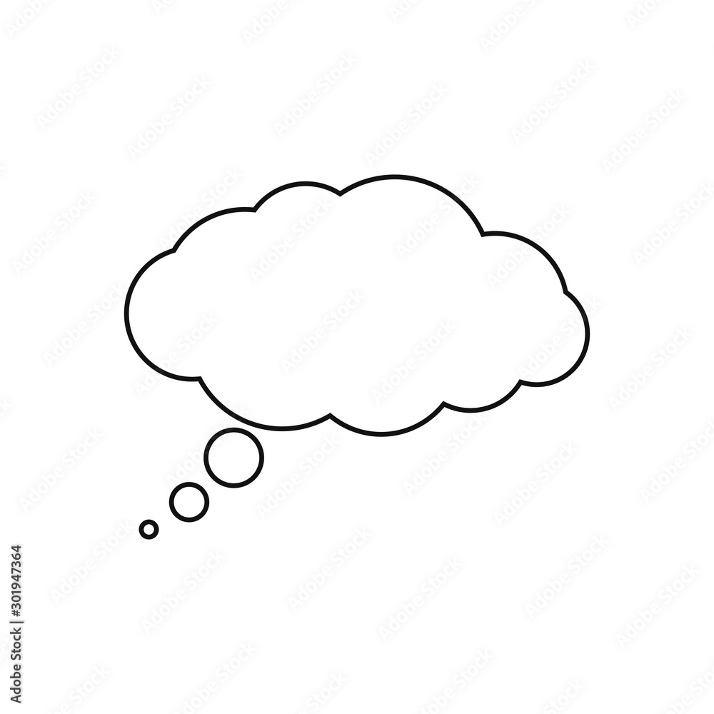 Speech bubble graphic icon. Blank balloon for thoughts sign isolated on white background. Empty dialog cloud. Cloud for text. Vector illustration Speech bubble graphic icon. Blank balloon for thoughts sign isolated on white background. Empty dialog cloud. Cloud for text. Vector illustration