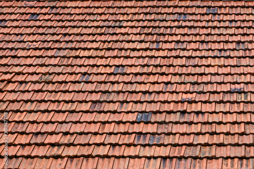 Background of tiled roof with new coating  close-up