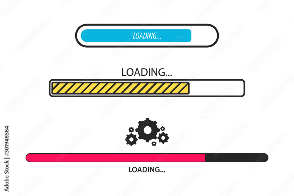 Loading bar. Loading, progress. Set of load sign. Uploading speed symbol. Update icon. Installation of application or software. Concept of upgrade application progress icon for graphic and web design Loading bar. Loading, progress. Set of load sign. Uploading speed symbol. Update icon. Installation of application or software. Concept of upgrade application progress icon for graphic and web design