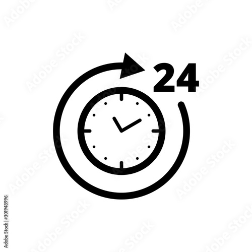 24h working time black icon