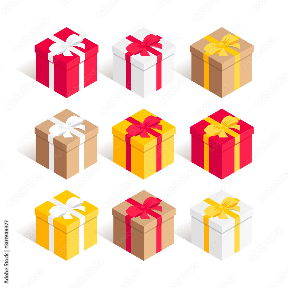 Isometric square gift box set