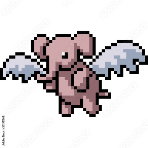 vector pixel art elephant fly