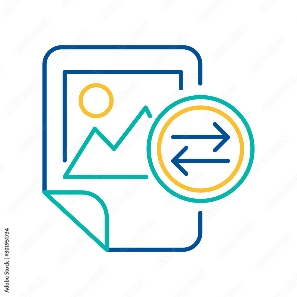 Image file blue and yellow linear icon Image file blue and yellow linear icon