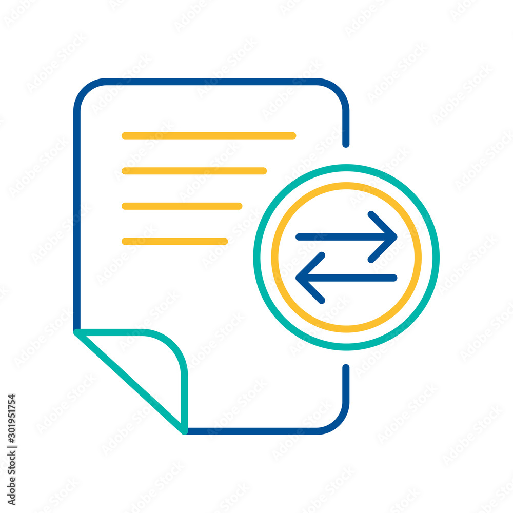 Text message sending blue and yellow linear icon Text message sending blue and yellow linear icon