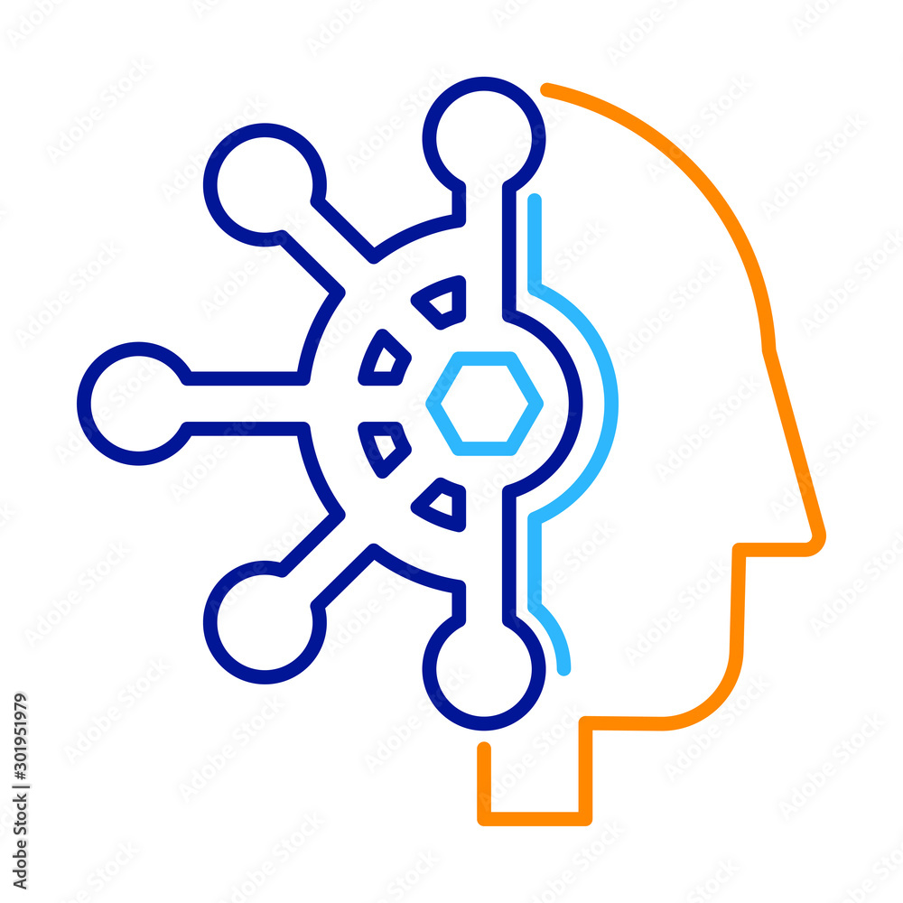 Human mind control linear vector icon isolated on white Human mind control linear vector icon isolated on white