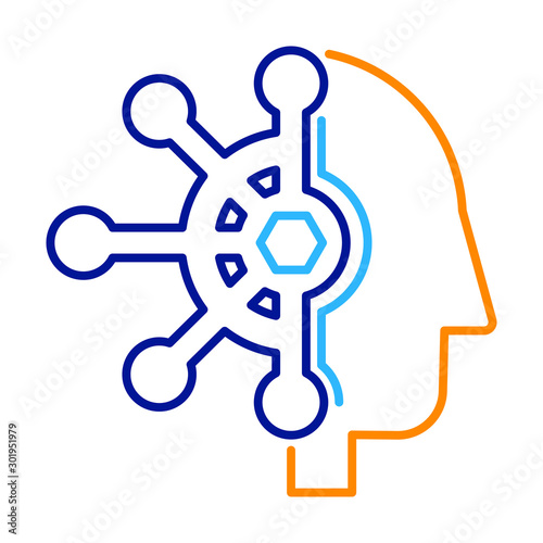 Human mind control linear vector icon isolated on white