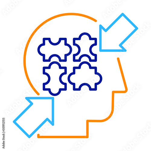 Introspection, observation and meditation thin line vector icon