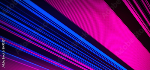 Geometric background. Moving energy. Retro neon colors. Colorful backdrop. Neon lights. Pink and blue.