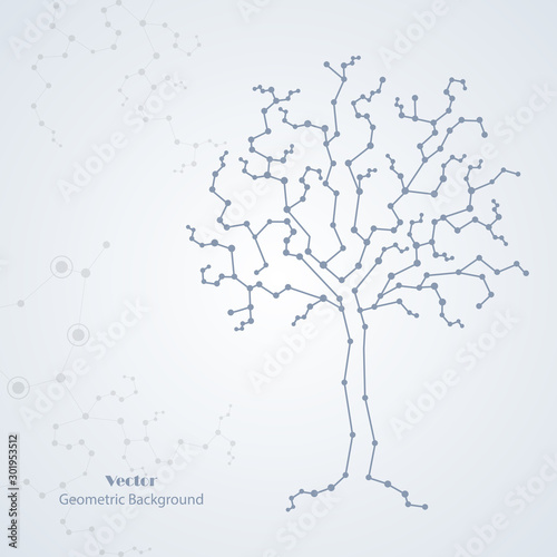 White science tree made of connected lines and dots