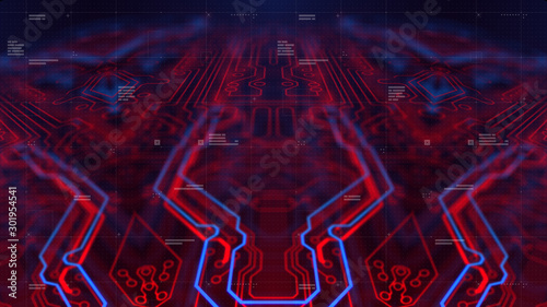 Dark red colored Light Abstract Technology background for computer graphic website internet and business circuit. illustration infographics motion move blur neon pixel