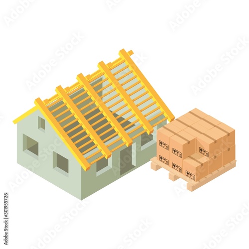 Home construction icon. Isometric illustration of home construction vector icon for web