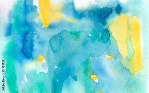 Abstract background, hand-painted texture, watercolor, splashes, drops of paint, paint smears. Design for backgrounds, wallpapers, covers and packaging.